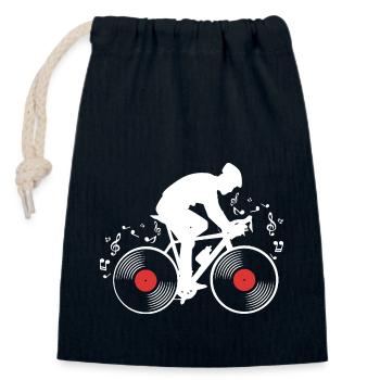 Vinyle - Sac cadeau en coton avec cordon (14 x 20 cm) - bleu marine - Devant