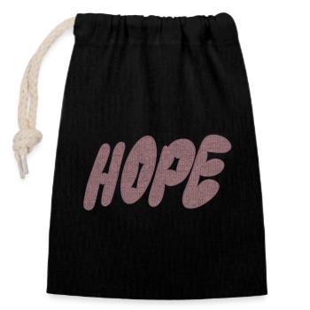 Hope – Knitting - Closable cotton gift bag (14x20cm) - black - Front