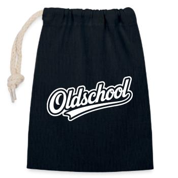 Oldschool Retro Typografie Design - Verschließbarer Geschenkbeutel aus Baumwolle (14x20cm) - Navy - Vorne