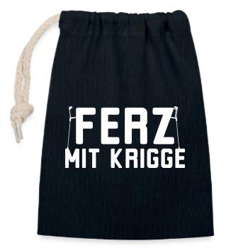Ferz mit Krigge Hessisch Hessen Dialekt - Verschließbarer Geschenkbeutel aus Baumwolle (14x20cm) - Navy - Vorne