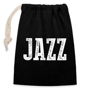 T-shirt de typographie en détresse jazz - Sac cadeau en coton avec cordon (14 x 20 cm) - noir - Devant