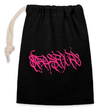 Pink Strasbourg Graffiti Lettering - Closable cotton gift bag (14x20cm) - black - Front