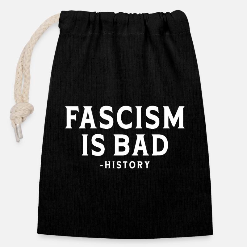Le fascisme antifa est une mauvaise déclaration antifasciste - Sac cadeau en coton avec cordon (14 x 20 cm) - noir