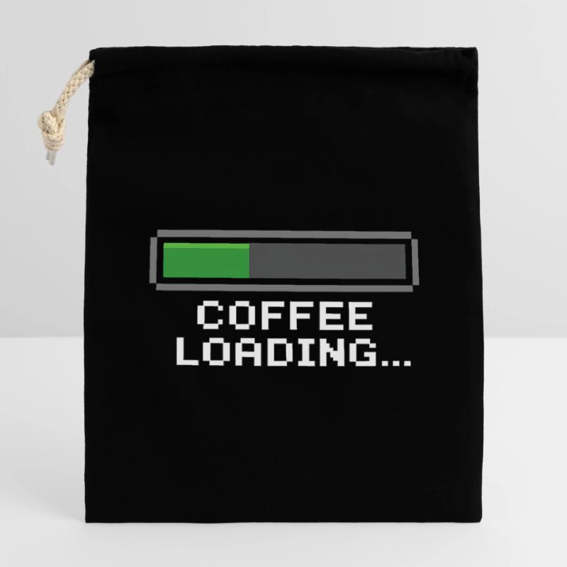 Coffee Loading Bar Pixel Closable cotton gift bag (14x20cm)
