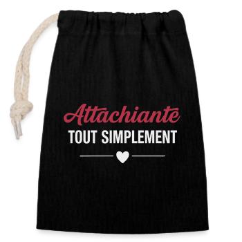 Attachiante tout simplement humour féminin - Sac cadeau en coton avec cordon (14 x 20 cm) - noir - Devant