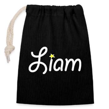 Liam - Sac cadeau en coton avec cordon (14 x 20 cm) - noir - Devant
