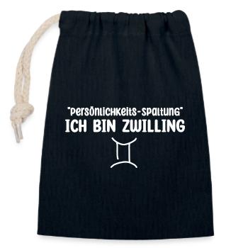 Ironisch Zwilling horoskop spruch  - Verschließbarer Geschenkbeutel aus Baumwolle (14x20cm) - Navy - Vorne