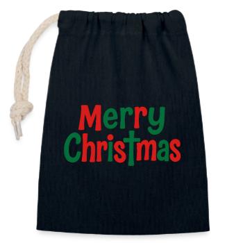 Joyeux Noël Art de texte ludique - Sac cadeau en coton avec cordon (14 x 20 cm) - bleu marine - Devant