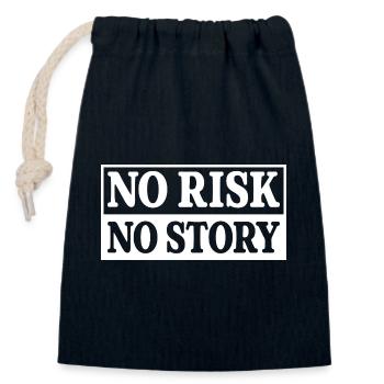 No Risk No Story - Closable cotton gift bag (14x20cm) - navy - Front
