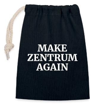 Make Center Again - Closable cotton gift bag (14x20cm) - navy - Front