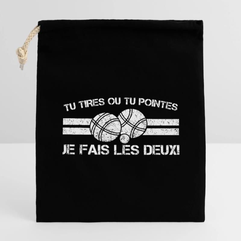 Pétanque zieht oder passt: Ich mache beides Verschließbarer Geschenkbeutel aus Baumwolle (14x20cm)