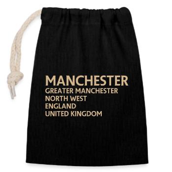Manchester – Angleterre Lyrique - Sac cadeau en coton avec cordon (14 x 20 cm) - noir - Devant