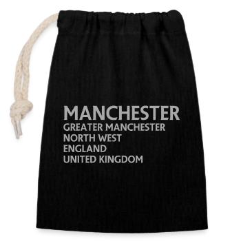 Manchester – England Lyric Design - Verschließbarer Geschenkbeutel aus Baumwolle (14x20cm) - Schwarz - Vorne