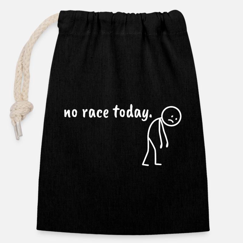 No Race Today Stick Figure Artwork - Closable cotton gift bag (14x20cm) - black