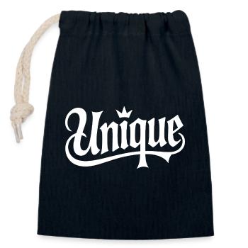 unique, unique, unique valeur de soi unique - Sac cadeau en coton avec cordon (14 x 20 cm) - bleu marine - Devant