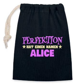 First name Alice - Closable cotton gift bag (14x20cm) - navy - Front