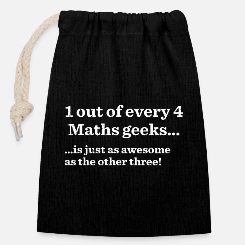 1 out of every 4 math's geeks is just as awesome - Closable cotton gift bag (14x20cm) - black