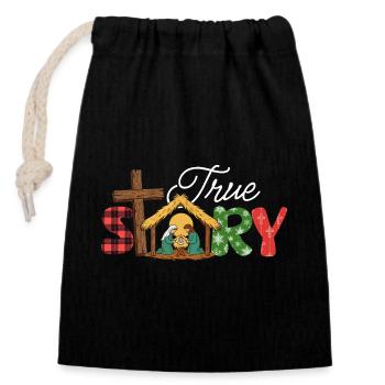 True Story Jesus Cross Christian Easter Faith - Closable cotton gift bag (14x20cm) - black - Front