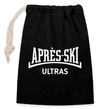 Ultra-Skis (Après-Ski / Concave / Blanc) - Sac cadeau en coton avec cordon (14 x 20 cm) - noir - Devant