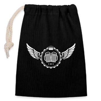 Beer Wing Emblem - Closable cotton gift bag (14x20cm) - black - Front