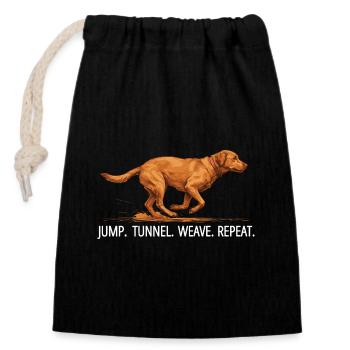 Agility Labrador Jump Tunnel Repeat - Verschließbarer Geschenkbeutel aus Baumwolle (14x20cm) - Schwarz - Vorne