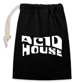 Acid House Retro-Typografie - Verschließbarer Geschenkbeutel aus Baumwolle (14x20cm) - Schwarz - Vorne