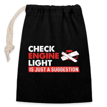 Check Engine Light Suggestion Racing Car - Closable cotton gift bag (14x20cm) - black - Front