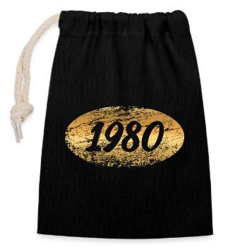 Métaux précieux 1980 - Sac cadeau en coton avec cordon (14 x 20 cm) - noir - Devant