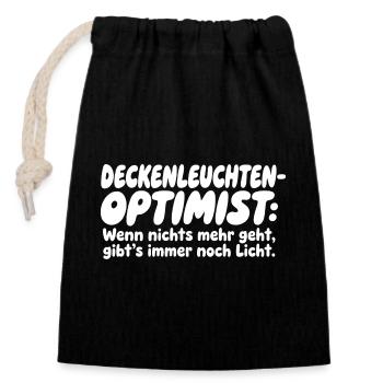 Deckenleuchten-Optimist - Verschließbarer Geschenkbeutel aus Baumwolle (14x20cm) - Schwarz - Vorne