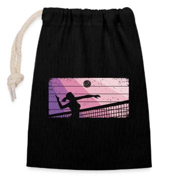 Volleyball Girls Beach Volleyball Volleyball Player - Closable cotton gift bag (14x20cm) - black - Front
