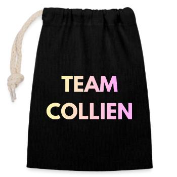 Team Collien Gradient Text - Verschließbarer Geschenkbeutel aus Baumwolle (14x20cm) - Schwarz - Vorne