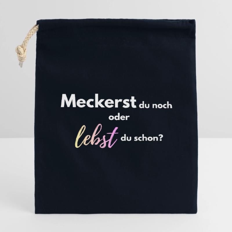 Meckerst_du_noch_oder_lebst_du_schon_-4- Verschließbarer Geschenkbeutel aus Baumwolle (14x20cm)