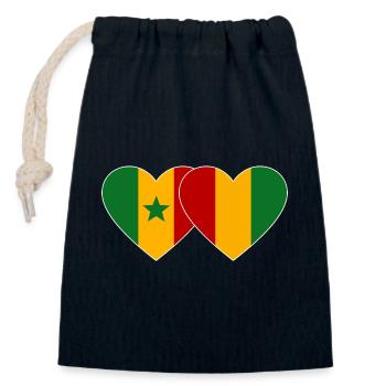 Senegal_Guinea_Flagge_Herz - Sac cadeau en coton avec cordon (14 x 20 cm) - bleu marine - Devant