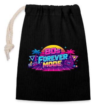 80s Forever Neon Retro - Closable cotton gift bag (14x20cm) - black - Front