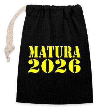MATURA 2026 - Verschließbarer Geschenkbeutel aus Baumwolle (14x20cm) - Schwarz - Vorne