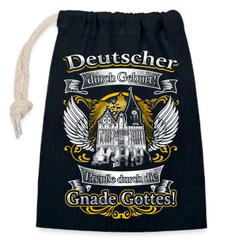 Stolzer Preuße – Heimat und Tradition durch Gott - Verschließbarer Geschenkbeutel aus Baumwolle (14x20cm) - Navy - Vorne