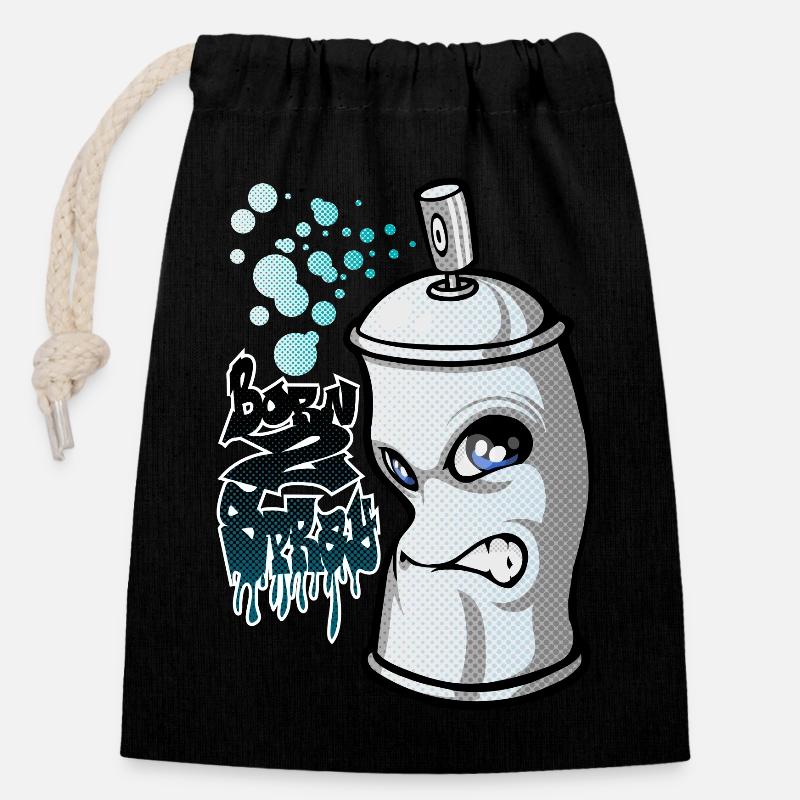 Spray and graffiti - Sac cadeau en coton avec cordon (14 x 20 cm) - noir