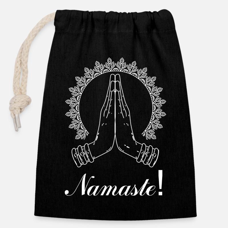 Yoga - Verschließbarer Geschenkbeutel aus Baumwolle (14x20cm) - Schwarz