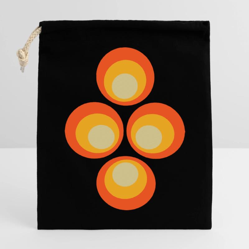 70s Circles Pattern Closable cotton gift bag (14x20cm)