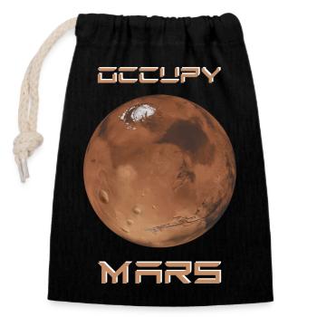 Occupy Mars - Verschließbarer Geschenkbeutel aus Baumwolle (14x20cm) - Schwarz - Vorne