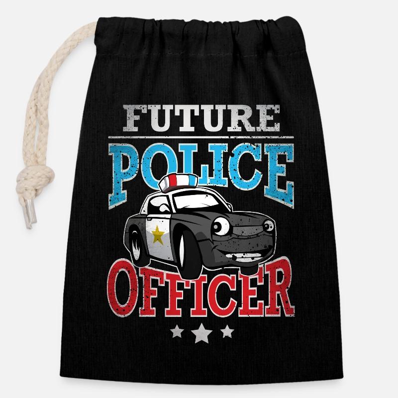 Future Police Officer - Verschließbarer Geschenkbeutel aus Baumwolle (14x20cm) - Schwarz