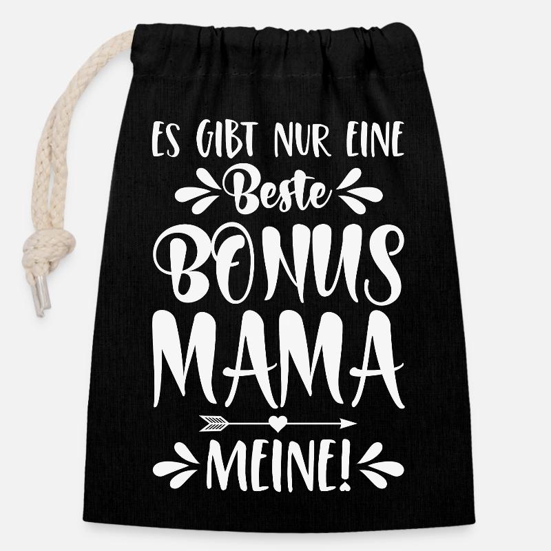 Es gibt nur eine beste Bonus Mama - Meine! - Verschließbarer Geschenkbeutel aus Baumwolle (14x20cm) - Schwarz