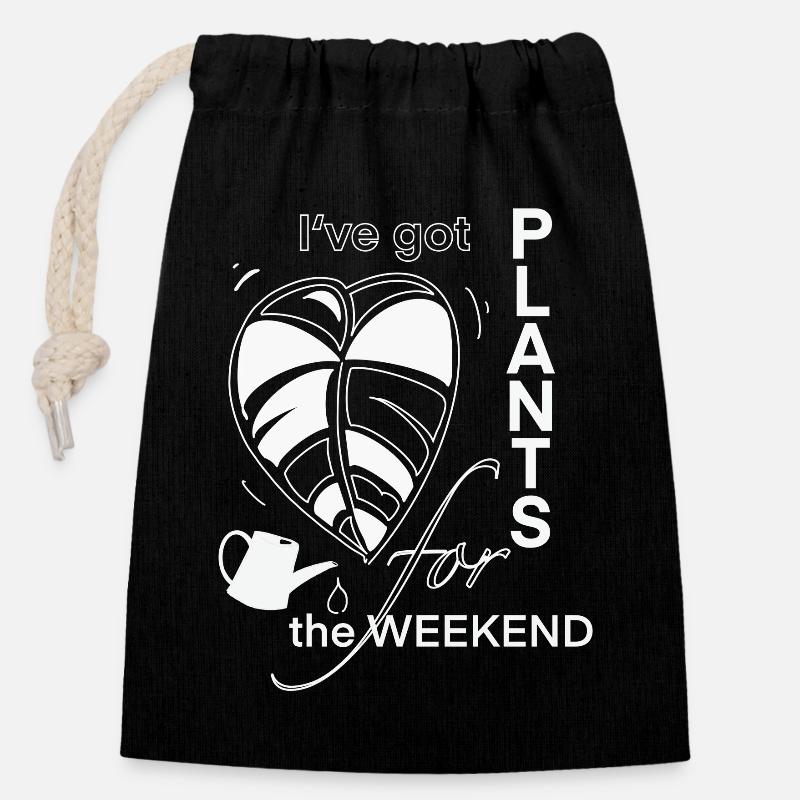 I've Got Plants for the weekend - Closable cotton gift bag (14x20cm) - black