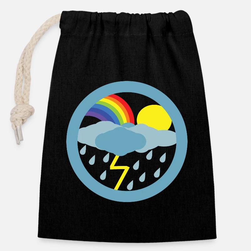 Après la pluie vient le soleil - Sac cadeau en coton avec cordon (14 x 20 cm) - noir