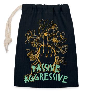 Passive Aggressive Floral Graphic - Closable cotton gift bag (14x20cm) - navy - Front