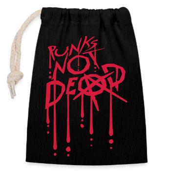 punks pas mort citation - Sac cadeau en coton avec cordon (14 x 20 cm) - noir - Devant