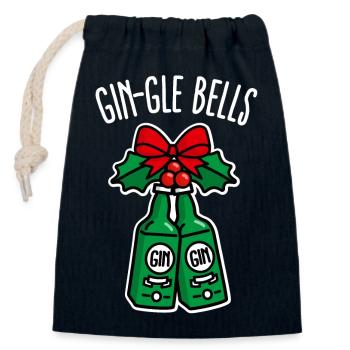 Drôle de Gin Noël Gin-Gle cloches Jingle cloches - Sac cadeau en coton avec cordon (14 x 20 cm) - bleu marine - Devant