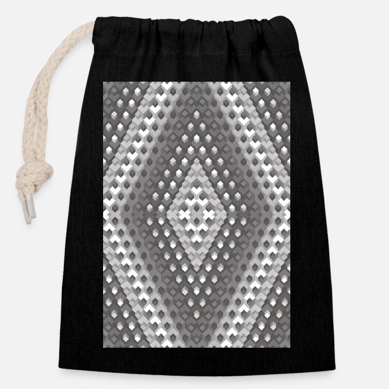 Dégradé de gris - Sac cadeau en coton avec cordon (14 x 20 cm) - noir