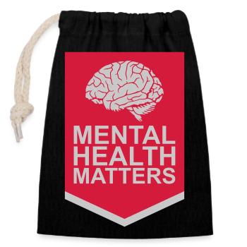 la santé mentale compte citation - Sac cadeau en coton avec cordon (14 x 20 cm) - noir - Devant