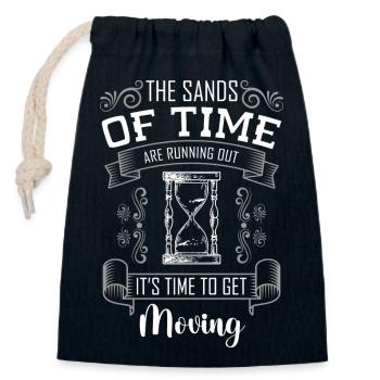 Sanduhr Sand Zeitreise - Verschließbarer Geschenkbeutel aus Baumwolle (14x20cm) - Navy - Vorne